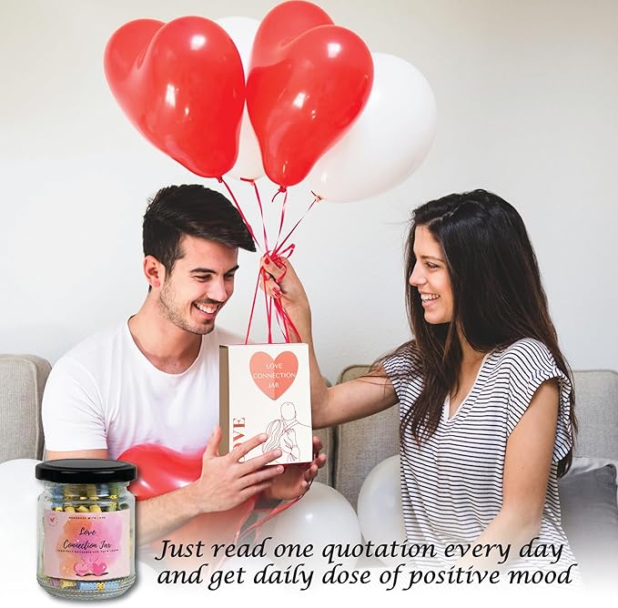 90 Love Notes Jar, Long Distance Relationship Gifts, Couples Gifts, Girlfriend Wife Husband, Positive Affirmation Cards, Emotional Support Jar with Daily Affirmations for Women