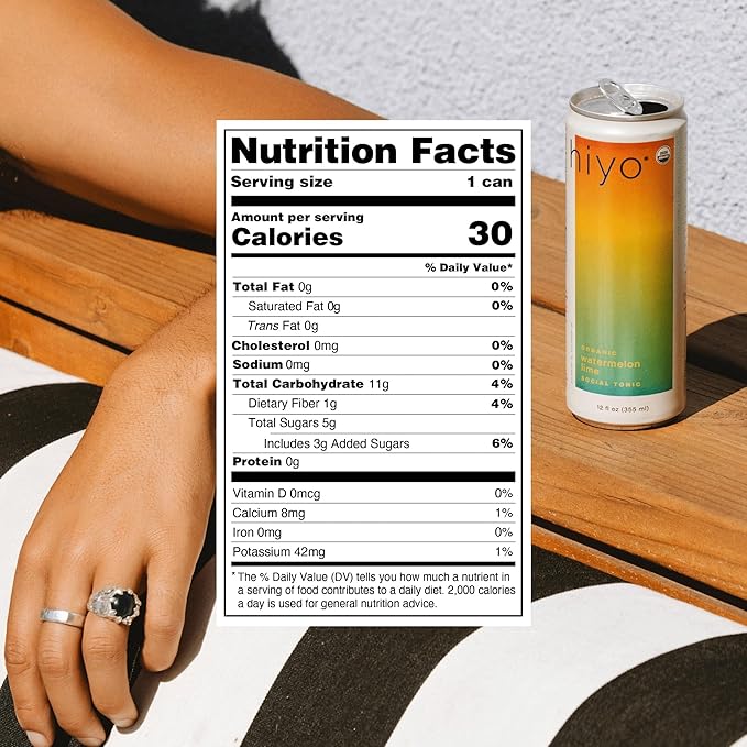 Hiyo Organic Social Tonic - Watermelon Lime, 12 Pack - N.A. Functional Seltzer, Sparkling Water Crafted with Organic Adaptogens, Nootropics & Botanicals