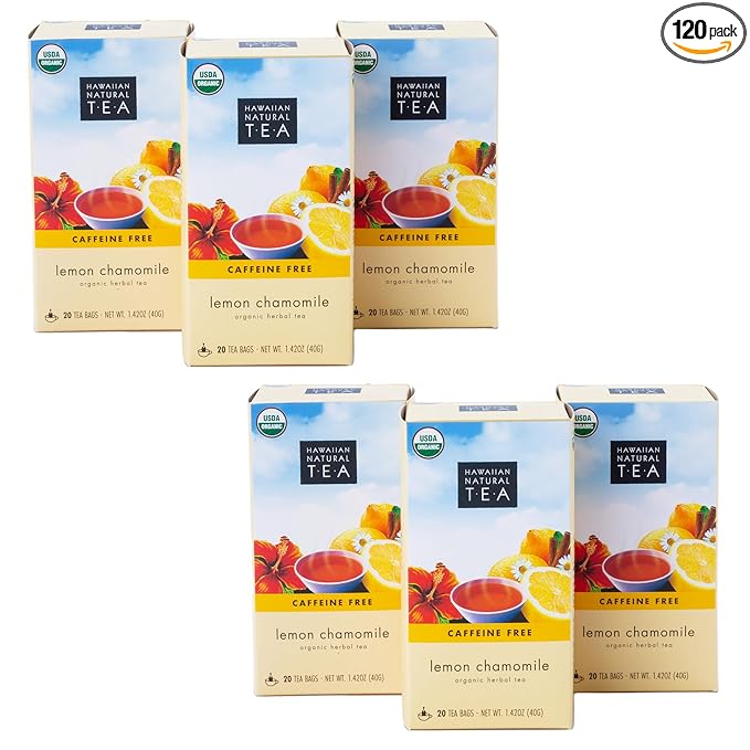 Organic Lemon Chamomile Tea - Caffeine Free Herbal Tea - Supports a Good Night’s Sleep - Calming, Relaxing Tea for Bedtime, Anxiety & Stress - 120 Tea Bags