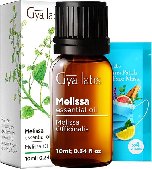 Gya Labs Melissa Essential Oil - 0.34 Fl Oz - for Hair, Skin, Diffuser, Aromatherapy & DIY Candle Making Scent