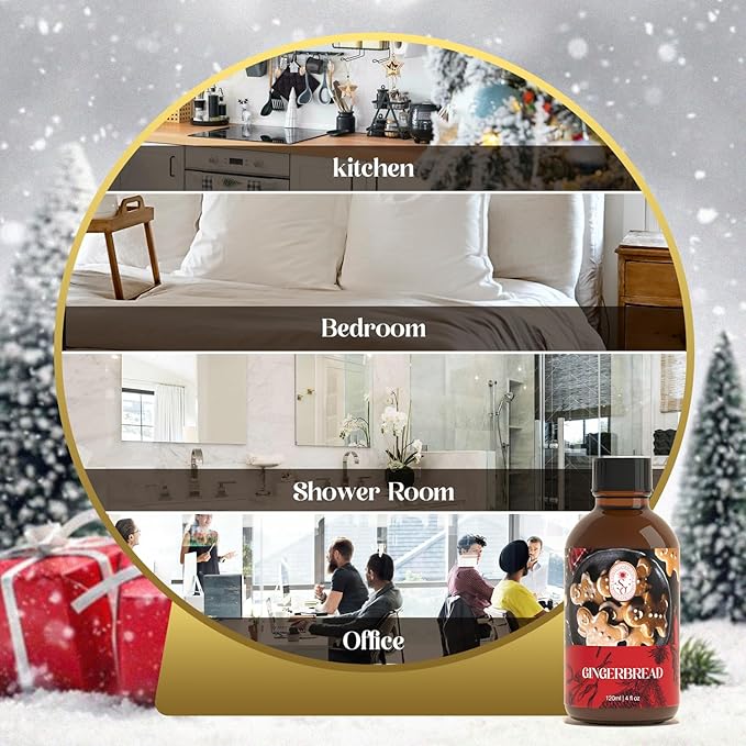 Winter Gingerbread Essential Oil 120ml (4 Fl Oz), Natural Holiday Fragrance Oils for Aromatherapy Essential Oil Diffuser, Fragrance Lamps Humidifier, Massage, Candle Making