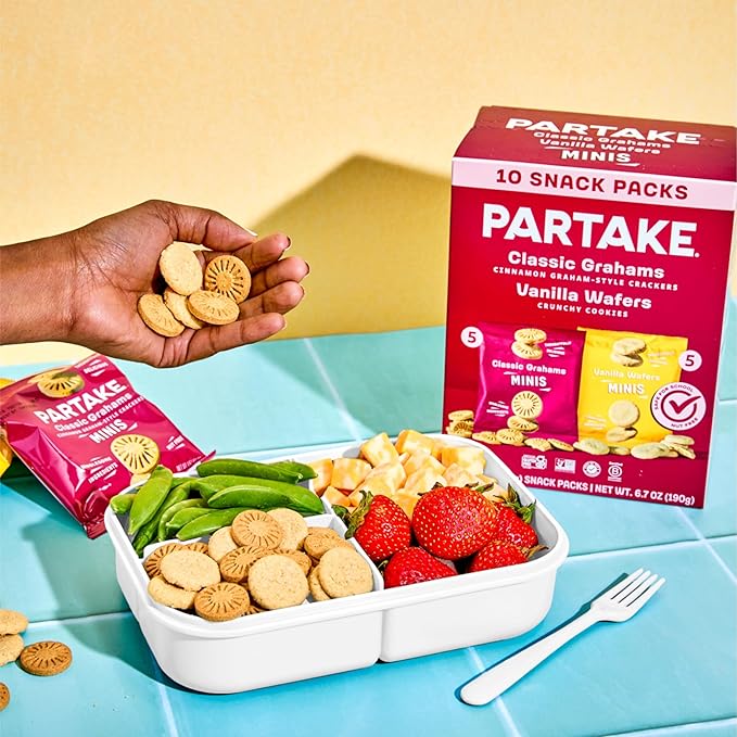 Partake Foods Gluten Free Mini Graham Cracker & Vanilla Wafer Snack Packs by Partake | Vegan & Dairy Free Cookies | Lunch Box Snacks | Allergy Friendly Snacks | Safe School Snack for Kids - 20 Pack