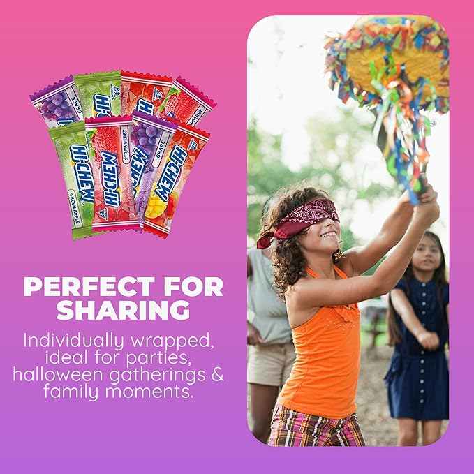 HI-CHEW Assorted Bulk Candy Bag, Green Apple Strawberry Mango Grape, Soft & Chewy Candy 2lb - 185+ Pieces Individually Wrapped - Made with Immensely Juicy Fruity Flavors