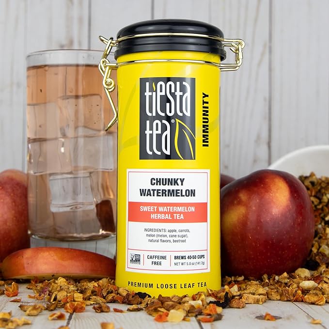Tiesta Tea - Chunky Watermelon, Loose Leaf, Sweet Watermelon Herbal Tea, Premium Non-Caffeinated Fruit Blend, Makes Hot or Iced & Brews Up to 50 Cups, 5oz Refillable Tin