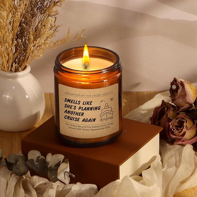 Funny Cruise Lover Travel Enthusiast Candle Gift for Women, Men - Bon Voyage Gift for Cruise Addict - Cruise Crew Appreciation, Birthday, Christmas, Retirement, Graduation Present