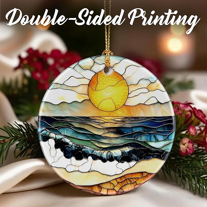 Beach Sunset Ornaments, Christmas Ornaments: Christmas Tree Decorations, Holiday Decor, Stocking Stuffers, Gift Ideas, Xmas Gifts & Gifts for Beach Lover