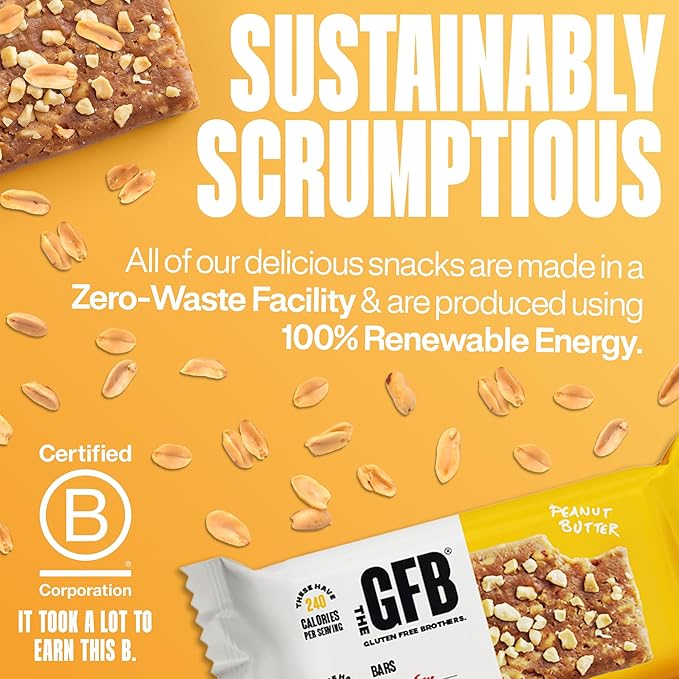 The GFB Peanut Butter Protein Bars - Gluten Free, Plant Based, Non GMO, Sustainably Made – Ridiculously Tasty, Healthy, Vegan, Nutrition Snack Protein Bars, 2.05 oz (12 Count)