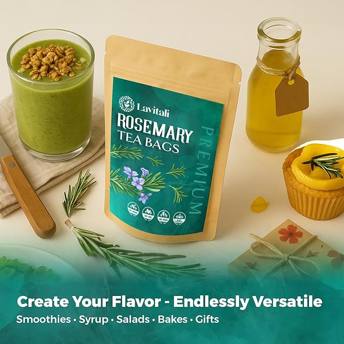 Lavitali, Rosemary Leaves Tea Bags | 120 bags, 100% Pure Herbal Tea | Caffeine-Free, No Sugar, Eco-Friendly Filter Bags | Daily Natural Botanical, Hot or Iced Herbal Infusion