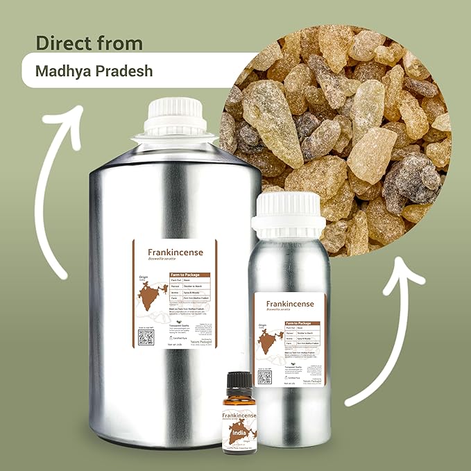 Frankincense Essential Oil - Direct from Madhya Pradesh, India - Pure Essential Oil for Diffusers and Aromatherapy | 100% Pure Therapeutic Grade Natural Aceite de Incienso (2lbs)