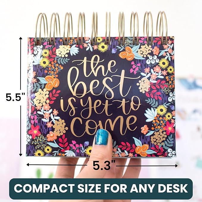 bloom daily planners Undated Perpetual Desk Easel/Inspirational Standing Flip Calendar - (5.25" x 5.5") (The Best is Yet to Come)
