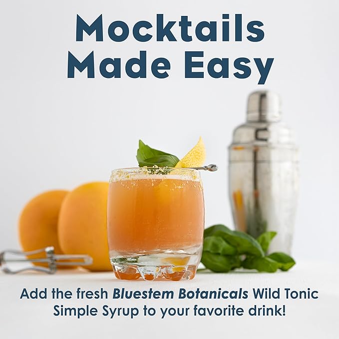 Bluestem Botanicals Organic Wild Tonic Simple Syrup, 8 oz, Cocktail and Mocktail Mixer for Drinks, Non-Alcoholic