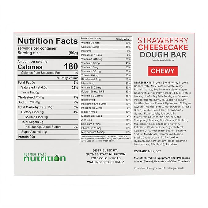 FITWISE - High Protein Layer Bars, 15g Protein, Low Calorie, Low Fat, Low Cholesterol, Aspartame Free, Vegetarian Breakfast Snack Bar, 7 Servings Per Box (Strawberry Cheesecake)