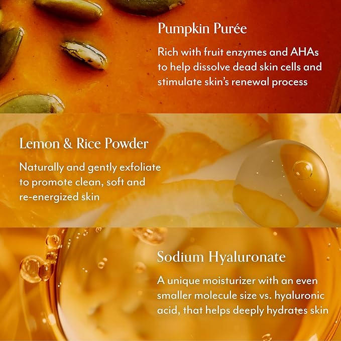 Bliss Pumpkin Powerhouse & Resurfacing Enzyme Mask - 10% AHA Pumpkin Blend with Prebiotics and Hyaluronic Acid for Smooth, Glowing Skin - Vegan, Clean, Cruelty-Free (1.7 Oz)