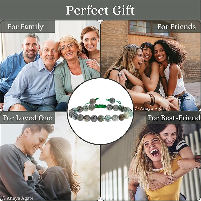 Energy Protection Crystal Handmade Adjustable Bead Bracelet Perfect for Men, Women’s Gift - Gemstone Healing Stretch Bracelet Pulsera Para Hombre Mujer Stocking Stuffer