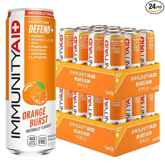 LIFEAID ImmunityAid Support Blend Echinacea, Zinc, Astragalus and Vitamin C No Artificial Flavors or Sweeteners Contains 100% Clean, Vegan and Gluten-free No Caffeine, 12 Fl Oz (Pack of 24)