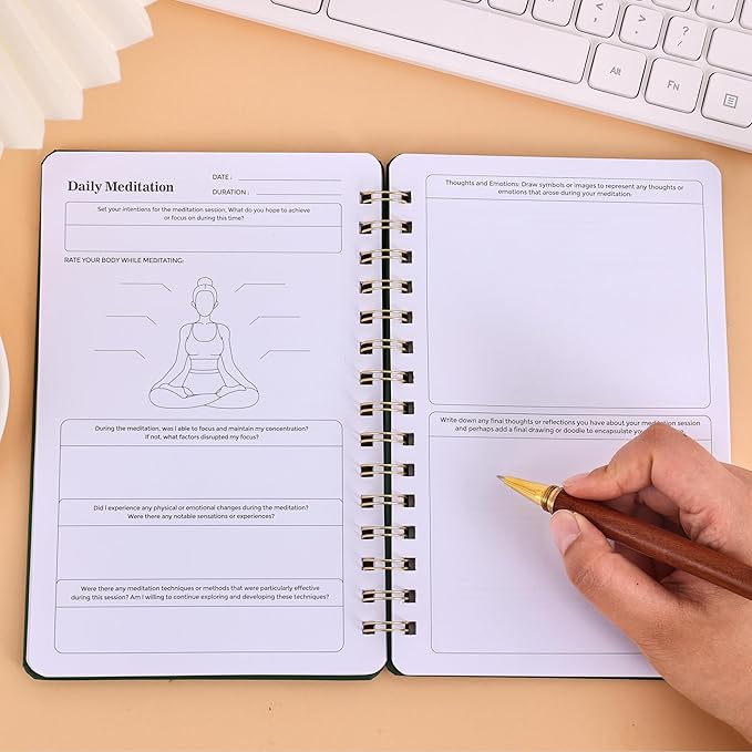 emmoolife Meditation Practice Training Yoga Record Planner,Daily Deep Breathing Relax Planners Home Decor for Women, Gifts Birthday Christmas Gift for Desk Accessories for Girls Green