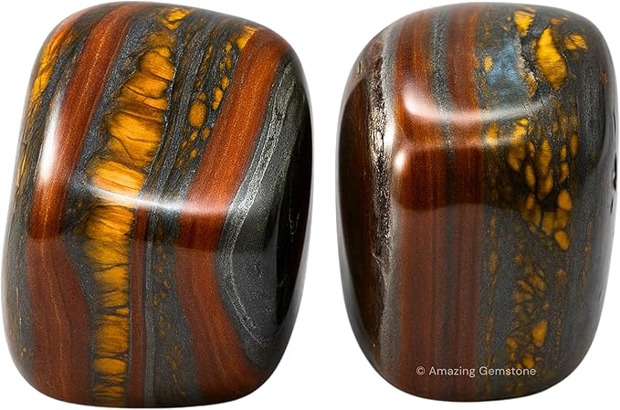 Amazing Gemstone Iron Tiger Eye Crystals and Healing Stones Tumbled - 1 oz Iron Tiger Eye Stone, Natural Healing Stones for Energy Balance, Stress Relief - Premium Polished Gems Rocks for Meditation