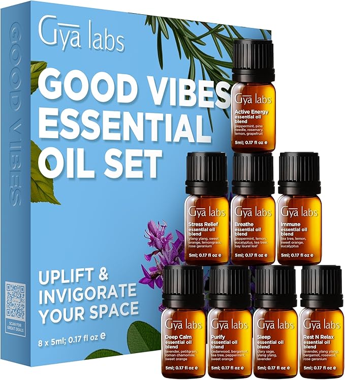 Gya Labs Good Vibes Essential Oil for Aromatherapy – 0.17 Fl Oz – Premium Grade Essential Oils for Diffuser, Aromatherapy, Hair Care, Skin Care, Body, Massage & DIY Candle Making Scents
