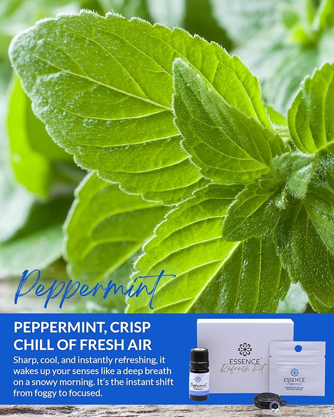 Essence Wearable Aromatherapy Nasal Diffuser – Peppermint Essential Oil Nose Ring Silicone Inhaler for Stress & Mood Support - Made in USA & Travel-Friendly