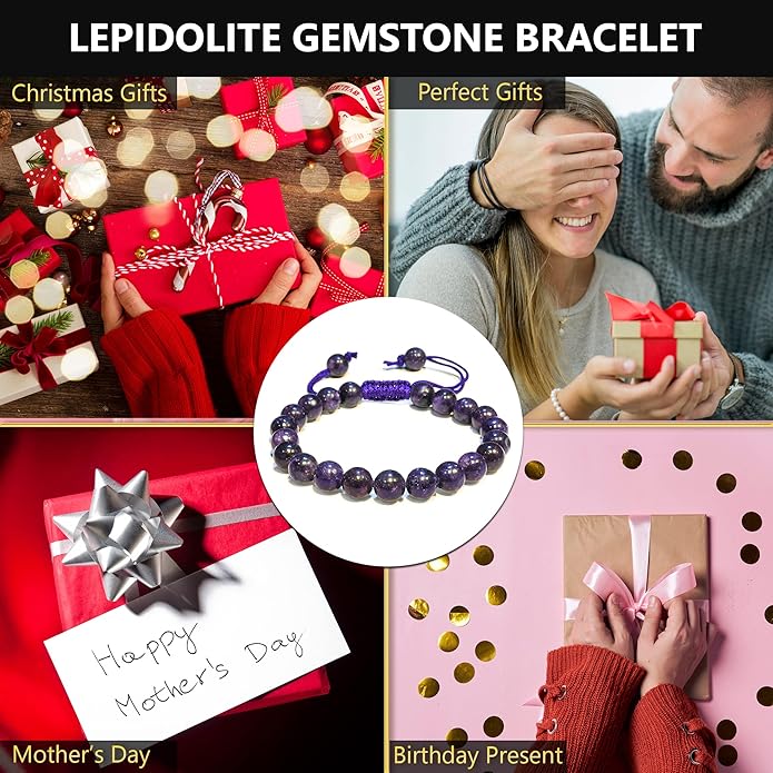 Energy Protection Crystal Handmade Adjustable Bead Bracelet Perfect for Men, Women’s Gift - Gemstone Healing Stretch Bracelet Pulsera Para Hombre Mujer Stocking Stuffer