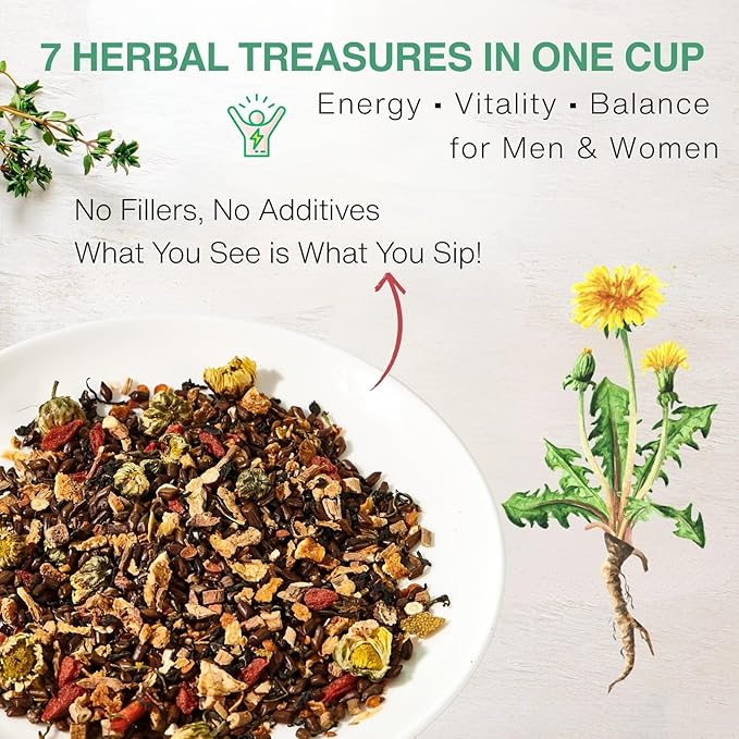 Dandelion Wolfberry Tea Bags – 10g x 20 Bags Liver and Kidney Cleanse Detox & Repair tea, Organic Dandelion Tea with Goji Berry, Chrysanthemum, Cassia Seed, Licorice – Herbal Kidney Detox Tea