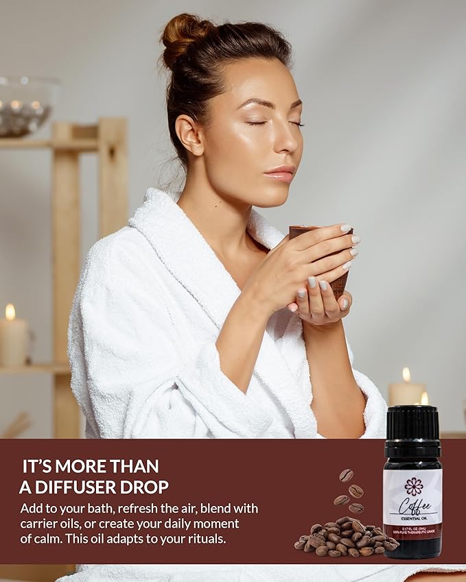 Essence Coffee Essential Oil – 100% Pure & Therapeutic Grade – Perfect for Aromatherapy, Diffusers & Recharging Essence Nasal Diffuser Rings – Natural Stress & Mood Support (5mL)