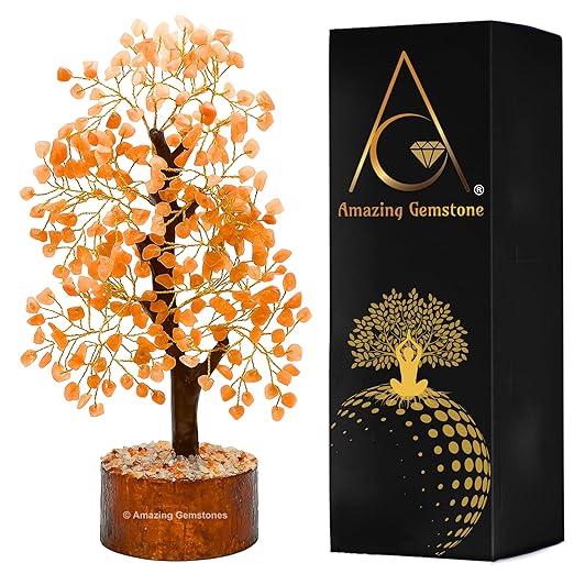 Amazing Gemstone Crystals and Healing Stones Birthday Gifts for Women - Peach Moonstone Crystal Tree of Life Home Decor Stocking Stuffers, Bookshelf, Room, Meditation Gift Dad, Unique Birthday Gifts