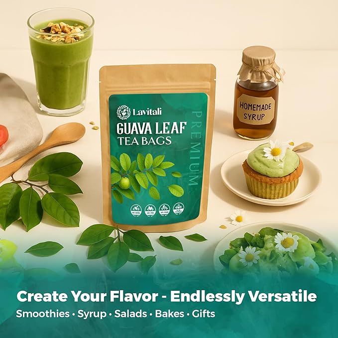 Lavitali, Guava Leaves Tea Bags | 120 bags, 100% Pure Herbal Tea | Caffeine-Free, No Sugar, Eco-Friendly Filter Bags | Daily Natural Botanical, Hot or Iced Herbal Infusion