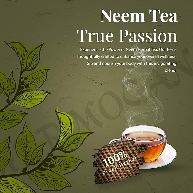HERBOGANIC Neem Herbal Tea - Digestion Support and Immune Boost | Refreshing and Delicious Blend | Natural Ingredients | 20 Tea Bags