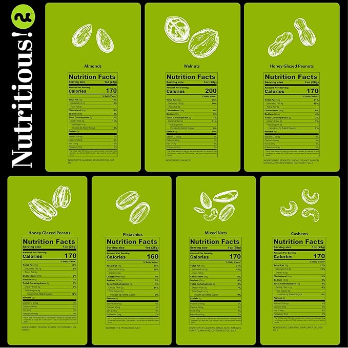 NUT CRAVINGS - Diwali Sweets Hamper Mixed Nuts Gift Basket + Green Ribbon (7 Assortments, 1 LB) Food Arrangement, Healthy Snack Care Package, Food Assortments