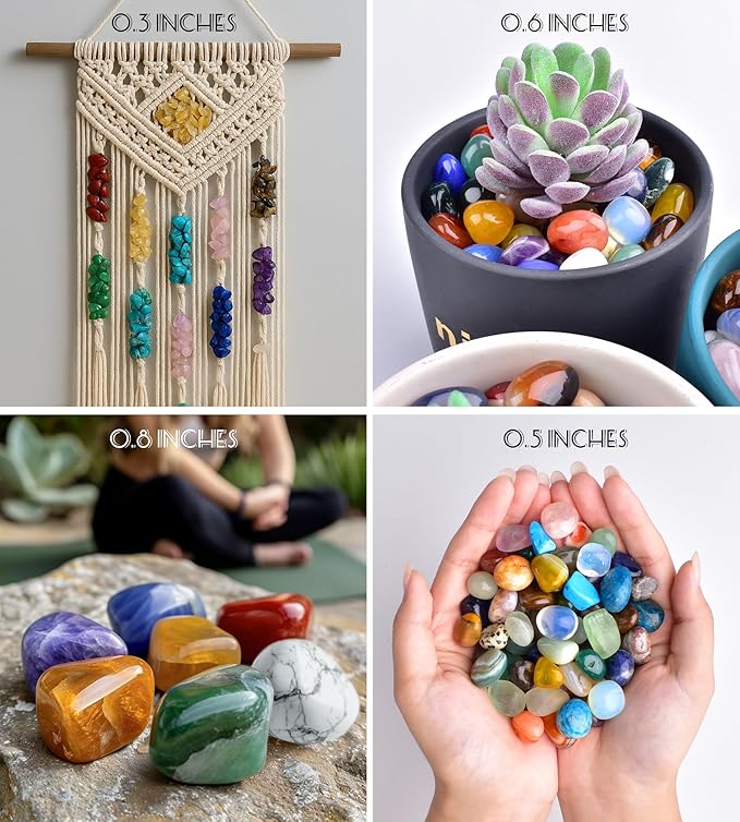 Polished Healing Crystal Stones Set – 36 Different Natural Gemstone Types, 2.5 lbs of 0.8" Tumbled Decorative Rocks for Chakra, Meditation, Reiki, Energy Work, Crafts, Gifts