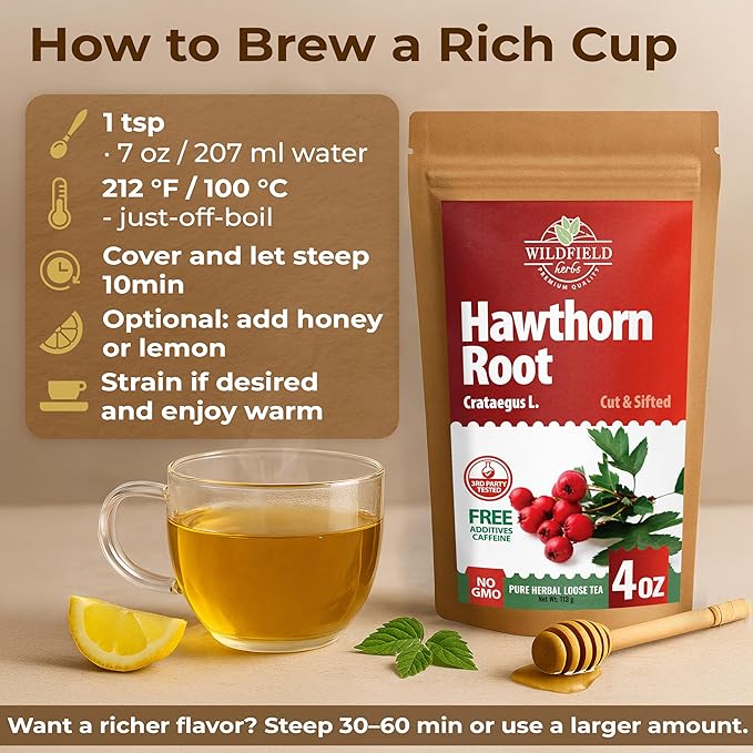 4 oz. Hawthorn Root Herbal Tea (Crataegus L.) - 113g Pigweed Herb Tea Espino Blanco