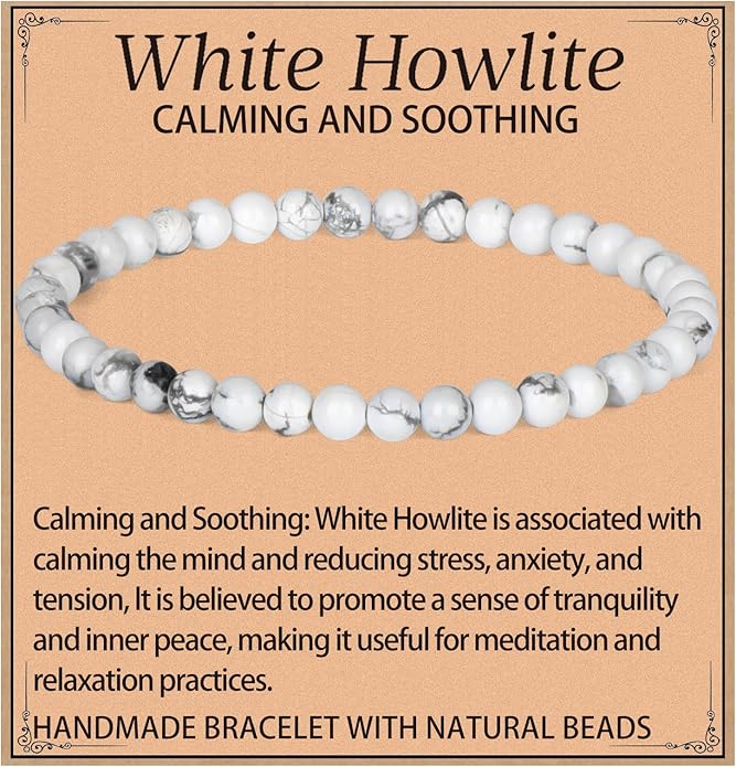 LPBeads Handmade Natural Gemstone Stretch Elastic Bracelet Healing Crystal Round Stone Beads Jewelry Gifts for Women Men