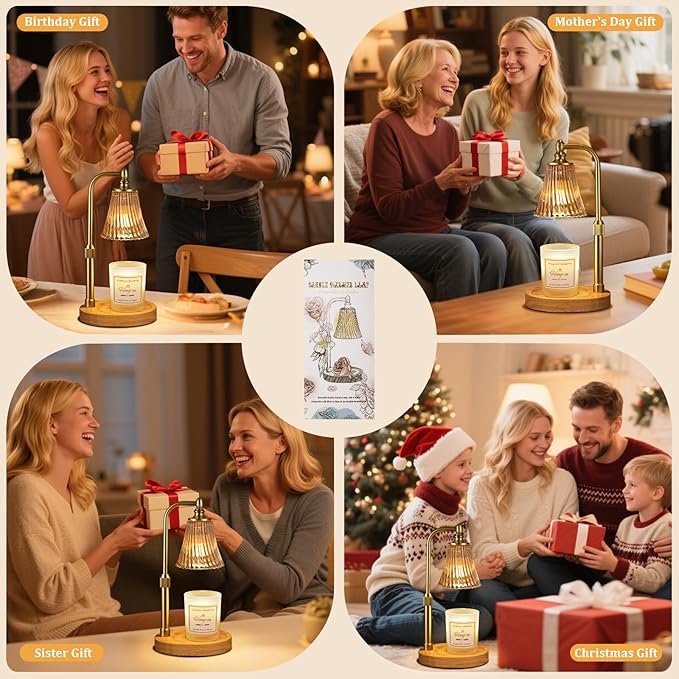 Amber Candle Warmer Lamp with Timer Dimmable,Birthday Gifts for Women Mom,Adjustable Height Wax Melt Warmer for Jar Candles,House Warming Gifts New Home,Ideal for Office,Dorm,Bedroom Home Decor