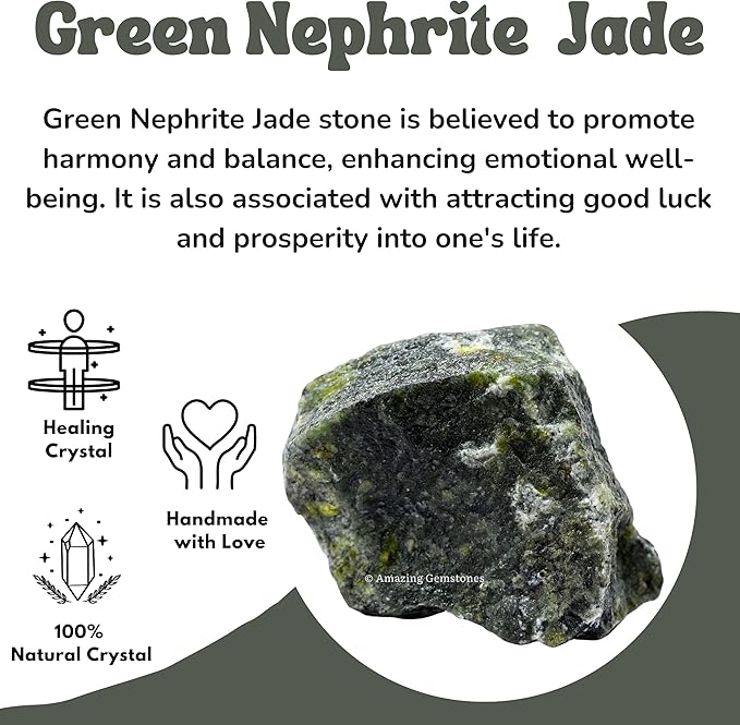 Amazing Gemstone Green Jade Raw Crystals and Healing Stones, Natural Rocks for Tumbling - DIY Raw Stones and Crystals, 2 Pieces