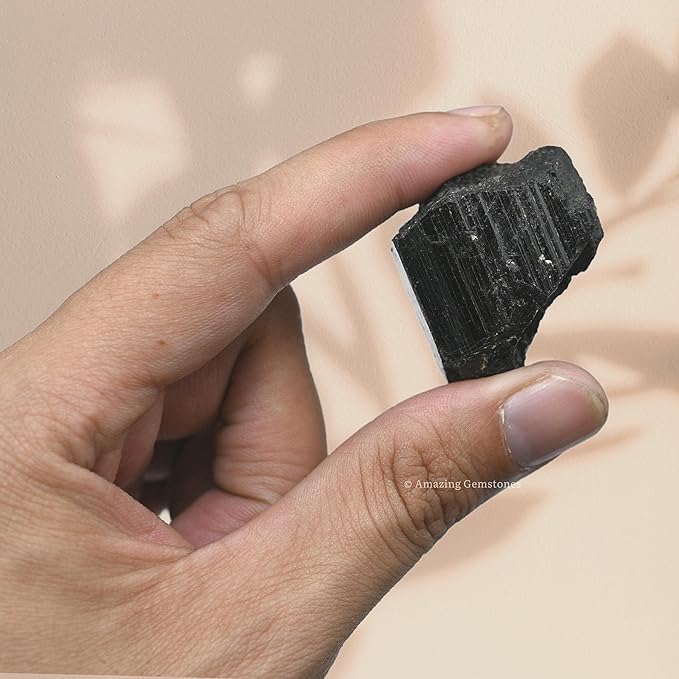 Amazing Gemstone Black Tourmaline Raw Protection Crystals and Healing Stones, Natural Rocks for Tumbling - Raw Stones and Crystals (2 Pieces)