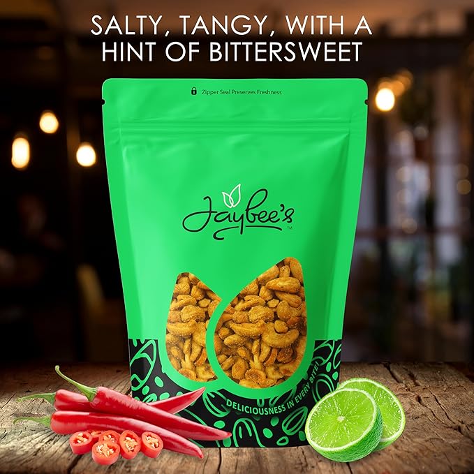 Chili Lime Cashews (24 oz) - Spicy & Tangy Flavored Cashew | Resealable Bag | Gourmet Roasted Nuts | Perfect Snack for On-the-Go, Parties, and Gifting | High Protein | Healthy Snacking | Jaybee's Nuts