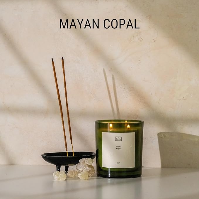 Craft & Kin 12oz Mayan Copal Candle for Home | Premium Green Fall Scented Candles for Men | Made with Natural Soy | Gifts for Men and Women | Nature Collection
