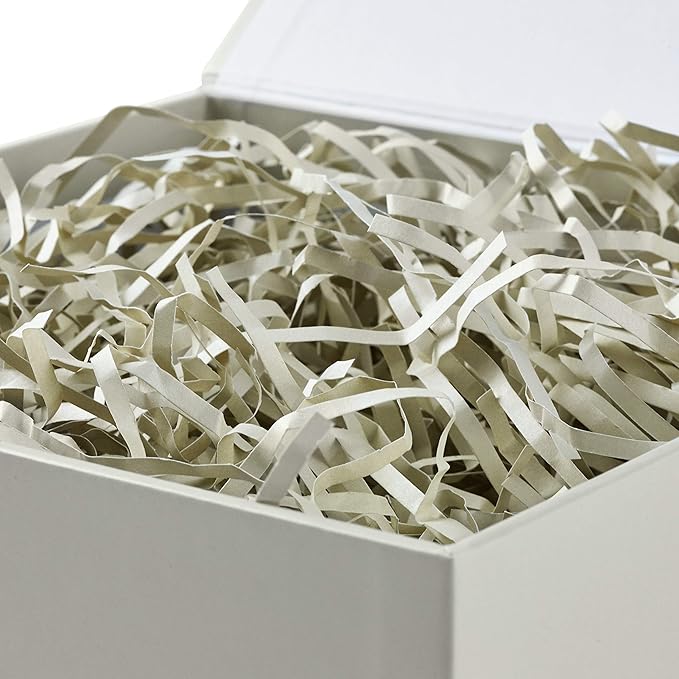 Hallmark Medium Gift Box with Lid and Shredded Paper Fill (Grey White 7 inch Box) for Weddings, Bridal Showers, Graduations, Birthdays, Bridesmaids Gifts, All Occasion (Pack of 12)