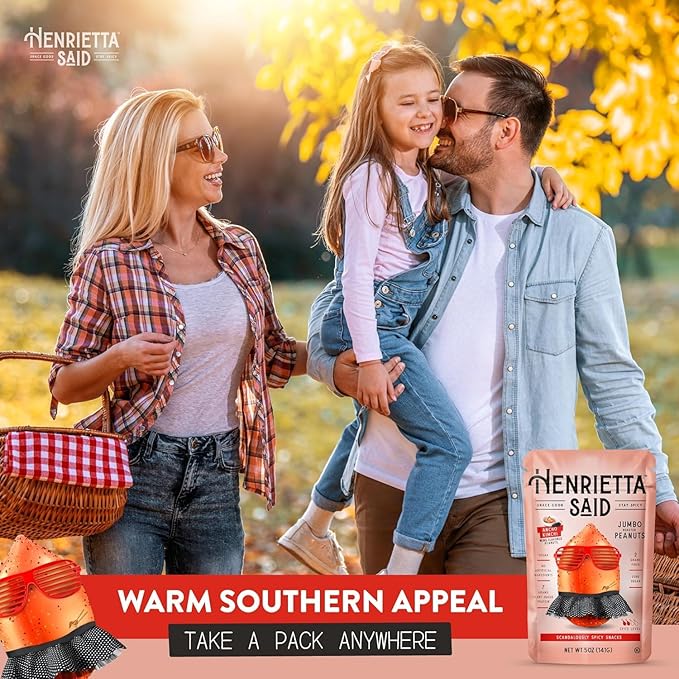 Henrietta Said Wing-Flavored Peanuts - Truly Good Foods Snacking Nuts - Bold Flavors - Savory & Spicy - Jumbo Flavored Peanuts - Protein Packed Vegan Snack - 4 (5-oz) Packs - Ancho Kimchi