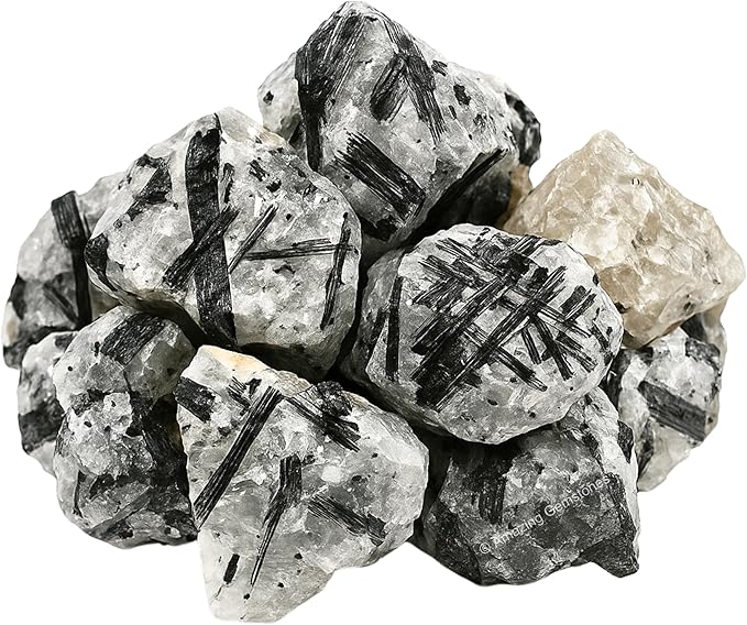 Amazing Gemstone Black Rutilated Quartz Raw Crystals and Healing Stones, Natural Rocks for Tumbling - DIY Raw Stones and Crystals, 2 Pieces