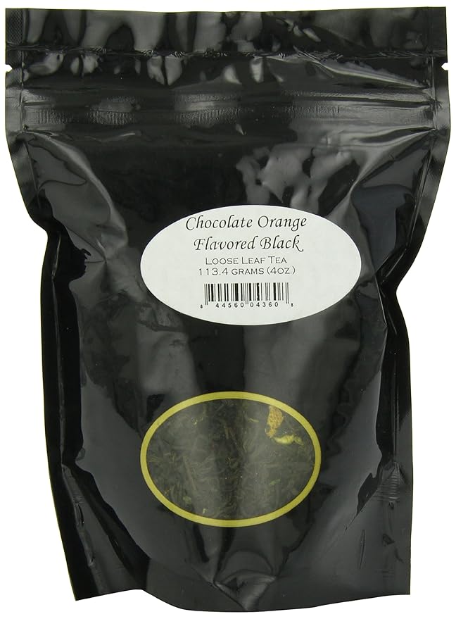 Chocolate Orange Flavored Black Tea Pouches - 4oz | Loose Leaf Tea Blend | Rich Cocoa Notes | Natural Orange Essence | Bold Black Tea | Citrus Dessert Tea | Hot or Iced Brew Option