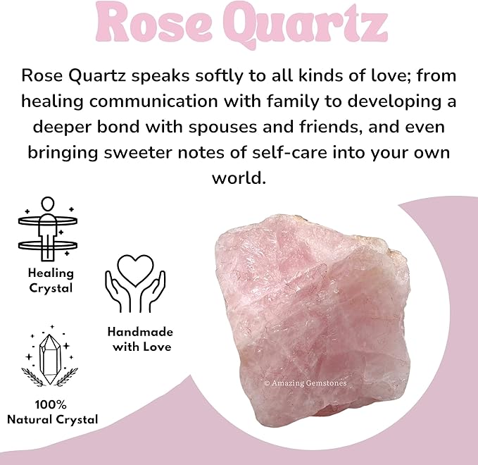 Amazing Gemstone 2 Pieces Rose Quartz Raw Crystals and Healing Stones, Natural Rocks for Tumbling and DIY Raw Stones and Crystals