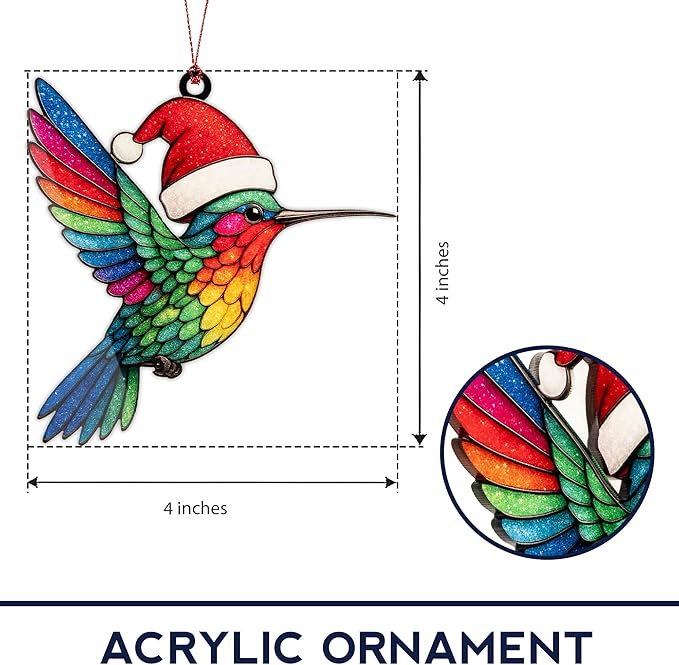 Hummingbird Christmas Ornament - Hummingbird Gifts for Women - Bird Ornaments for Christmas Tree - Hanging Decor for Door Yard Outdoor or Windows - Christmas Ornament 2025 - Gift Exchange