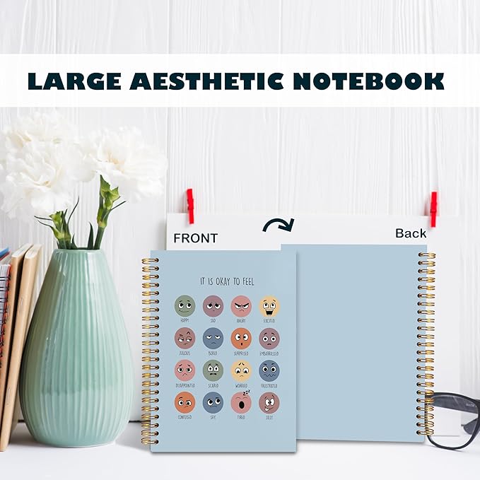 BearCake Mental Health Gifts, Inspirational Notebooks, It is Okay to Feel Mental Health Journal, Therapy Journal for Mental Health, Mental Health Journal for Women,Spiral Notebook 5.5x8.3 blue