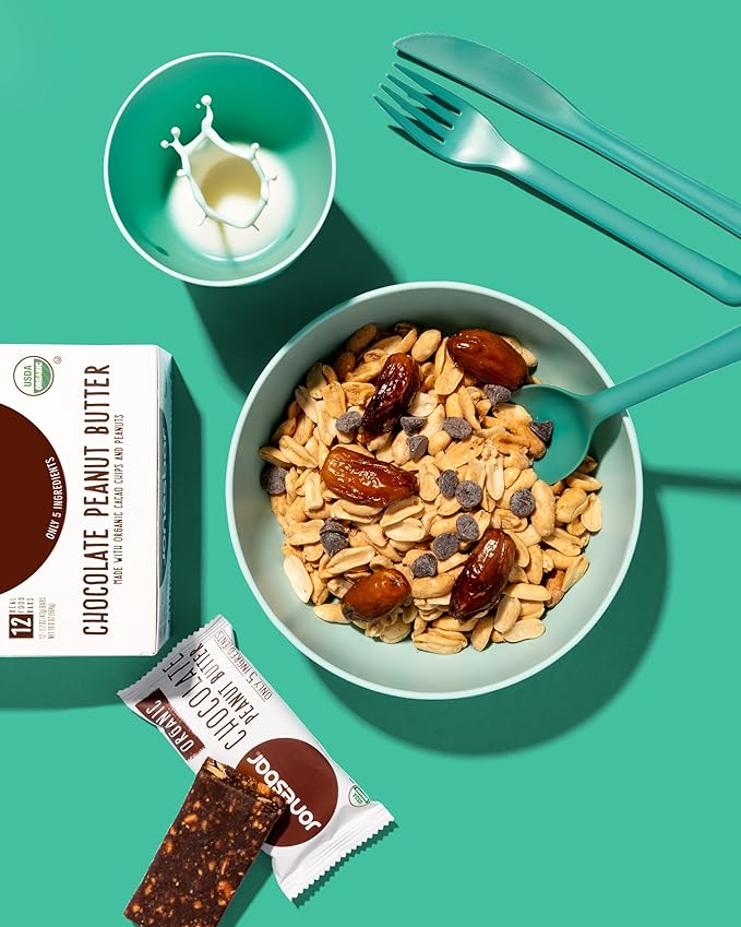 JONESBAR (Chocolate Peanut Butter, 4 Count (Pack of 1)), USDA Organic Fruit & Nut Bar, Non-GMO, Kosher, Vegan, Gluten Free, Simple Snack Bar