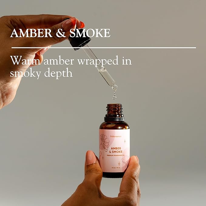 Folkulture Premium Essential Oil Blends for Diffuser for Home | 1.01 Fl Oz Amber Essential Oils for Aromatherapy | Fragrance Oils for Soap & Candle Making Scents | Diffuser Oil for Massage