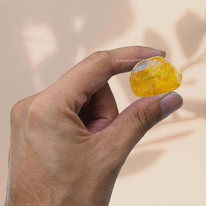 Amazing Gemstone Tangerine Aura Quartz Crystals and Healing Stones Tumbled - 1 Oz Tangerine Aura Quartz Stone, Natural Healing Stones for Energy Balance, Stress Relief - Polished