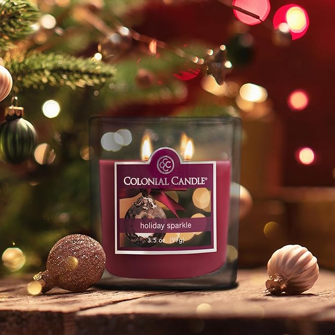 Colonial Candle Holiday Sparkle Scented Jar Candle, 2 Wick, 3.5 oz, Mottled Wax Candle