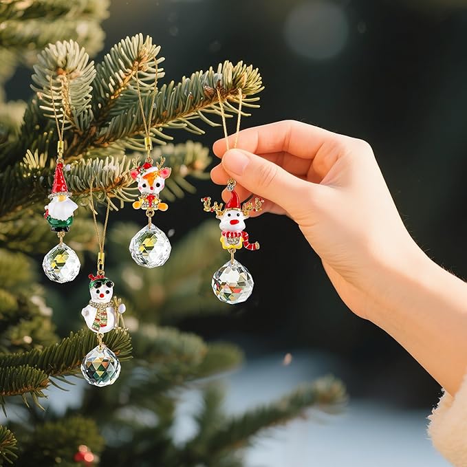 H&D HYALINE & DORA Christmas Ornaments Set Christmas Hanging Ornament Pendant Elk Gnome Snowman Ornament for Xmas Tree Home Decor(4 Pack)